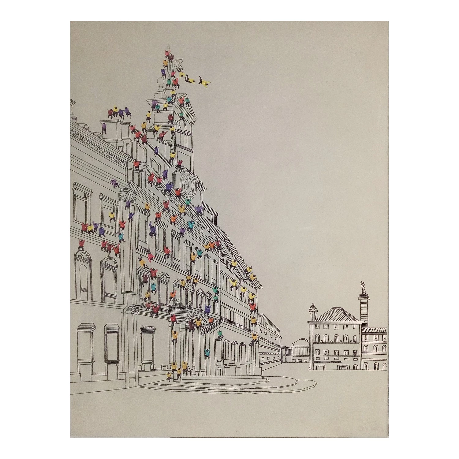 Kayoom Impression sur toile Foule I - Toile - Beige