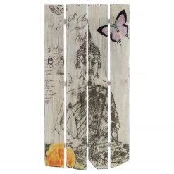 My Flair Tableau déco Buddha Meditation - Sapin - Blanc