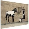 Artgeist Tableau déco Zebra on Concrete (Banksy) - Toile - Multicolore - 120 x 80 cm