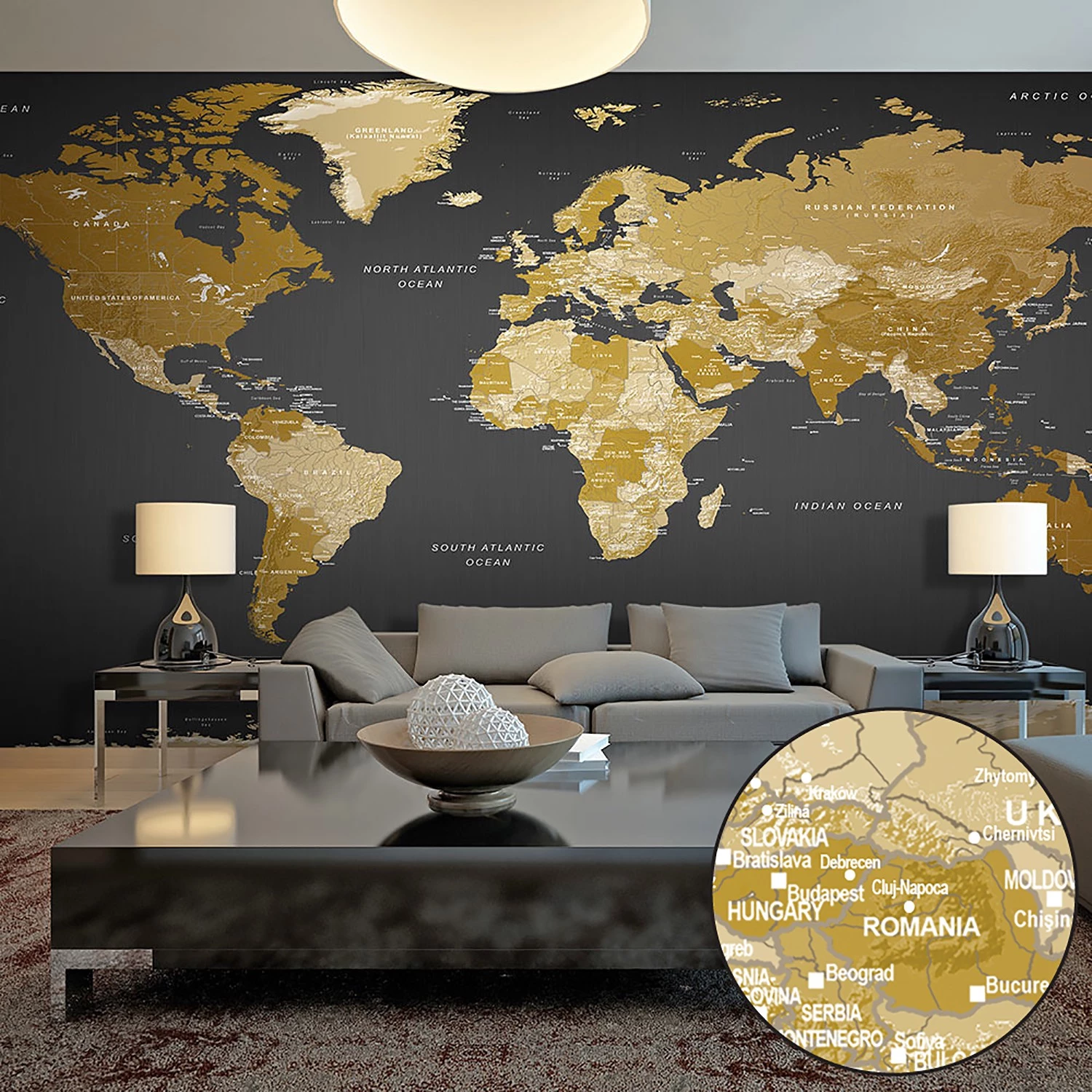 Artgeist Papier peint World Map Modern Geography - Intissé - Multicolore - 500 x 280 m – Image 4
