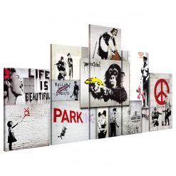 Artgeist Tableau déco Street Crimes (Banksy) - Toile - Multicolore - 100 x 50 cm