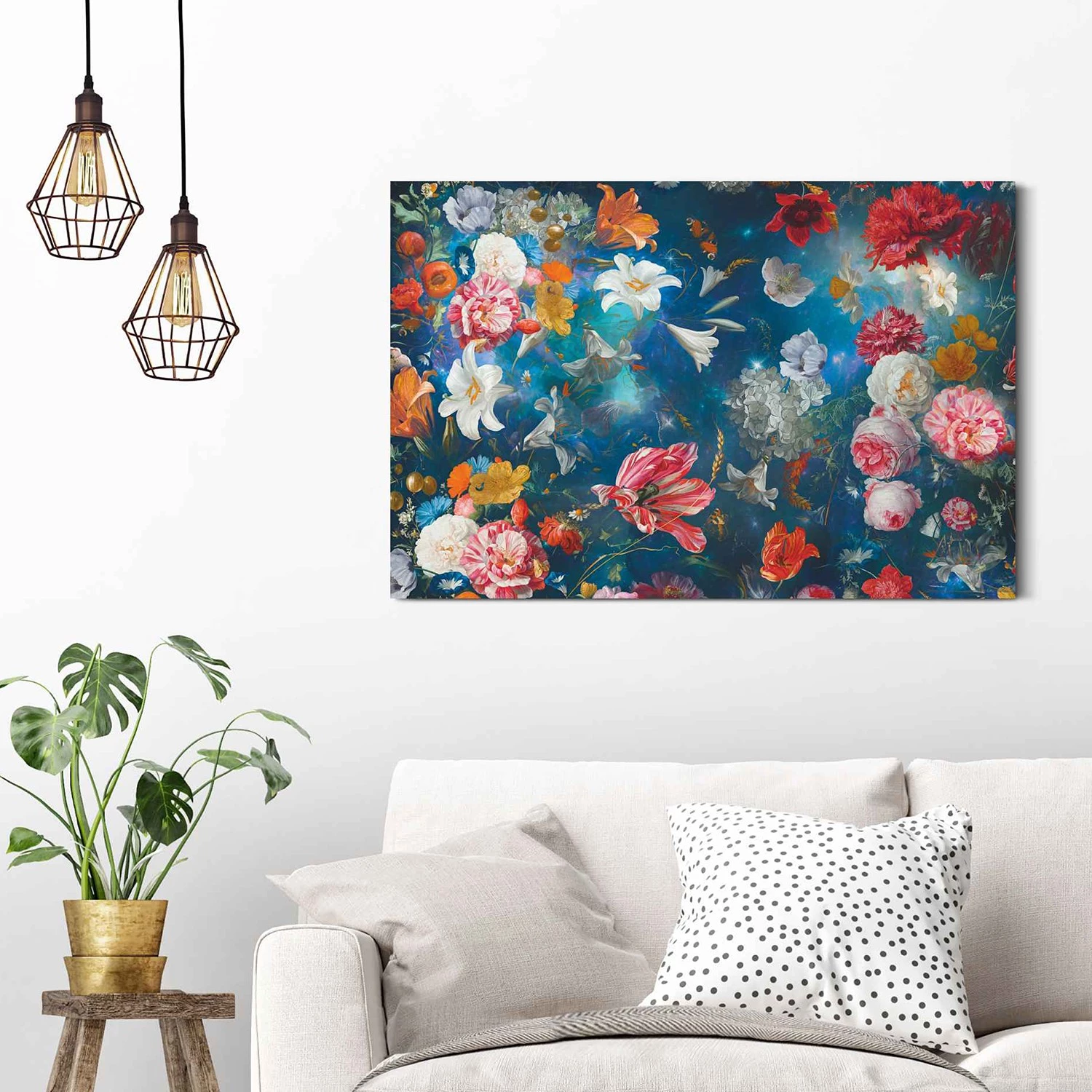 Reinders Tableau déco Fleurs multicolores I - Bois manufacturé - Bleu - 90 cm x 60 cm x 2 cm – Image 2