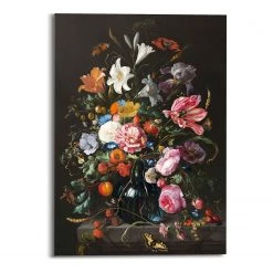 Reinders Tableau déco Nature morte avec fleurs - Verre - Noir - 50 cm x 70 cm x 2 cm