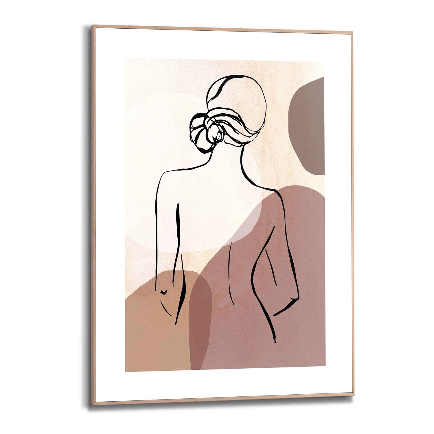 Reinders Tableau déco Dessin de femme - Bois manufacturé - Marron - 50 cm x 70 cm x 1,6 cm