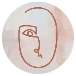 Reinders Tableau déco Visage dessiné d’un trait - Bois manufacturé - Beige - 50 cm x 50 cm x 2 cm