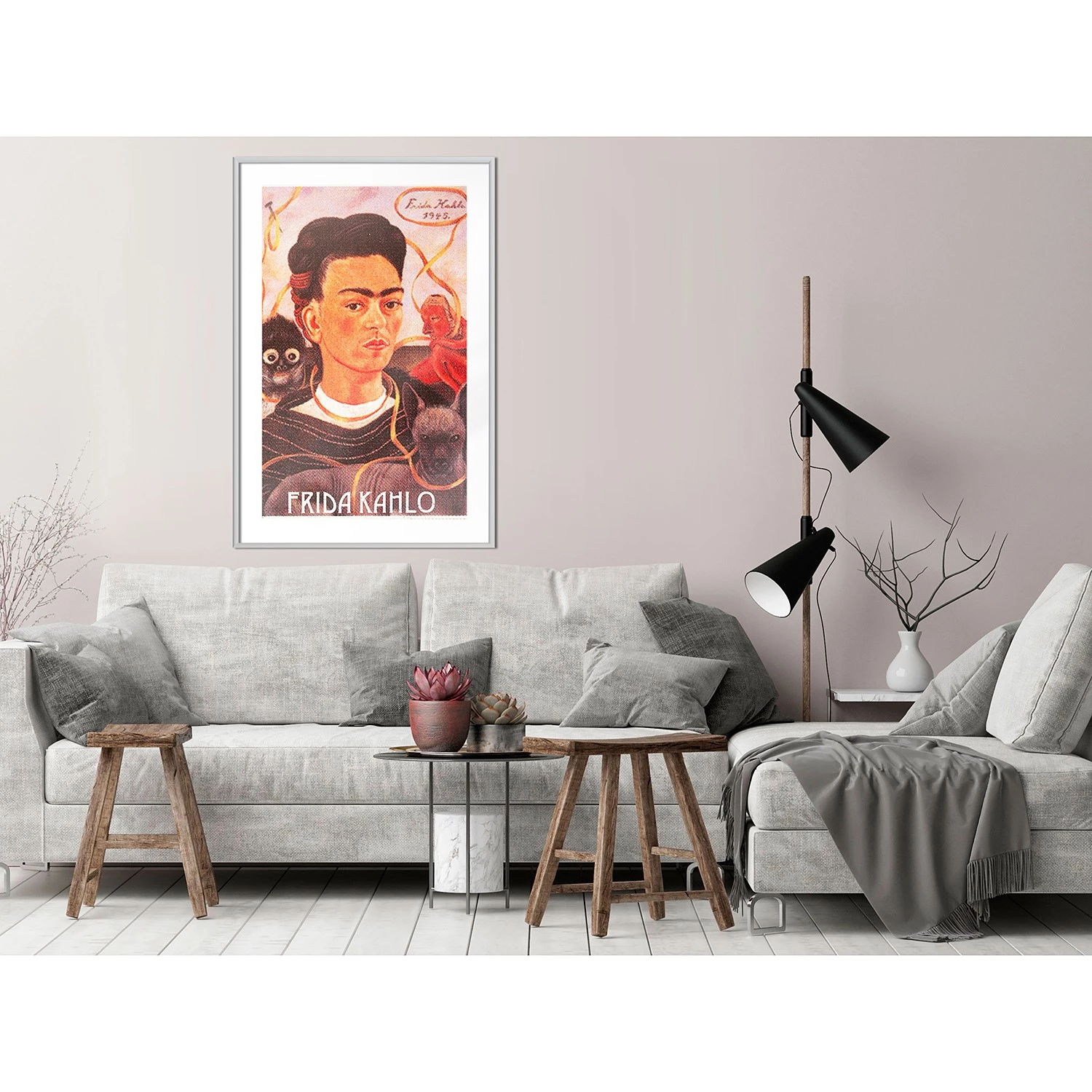 Artgeist Affiche Frida Kahlo - Polystyrène / Papier - Blanc gris - 20 x 30 cm – Image 2