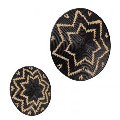 Twentyfour Décorations murales Aurek (2 éléments) - Rotin - Noir / Naturel