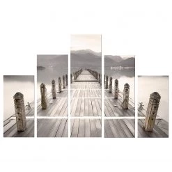 Art for the Home Décoration murale Ponton (5 éléments) - Toile / MDF - Gris