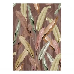 Art for the Home Papier peint Pink Leaves - Intissé - Marron