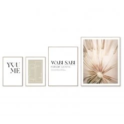 Reinders Tableaux déco Ensemble (4 éléments) - Impression dans cadre en bois - Beige