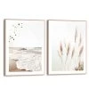 Reinders Tableaux déco Plage (2 éléments) - Impression dans cadre en bois - Beige