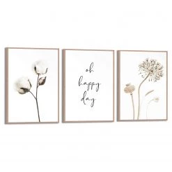 Reinders Tableaux déco Coquelicot (3 éléments) - Impression dans cadre en bois - Noir