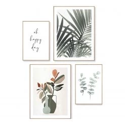 Reinders Tableaux déco Chance (4 éléments) - Impression dans cadre en bois - Vert