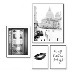 Reinders Tableaux déco Vintage (4 éléments) - Impression dans cadre en bois - Noir