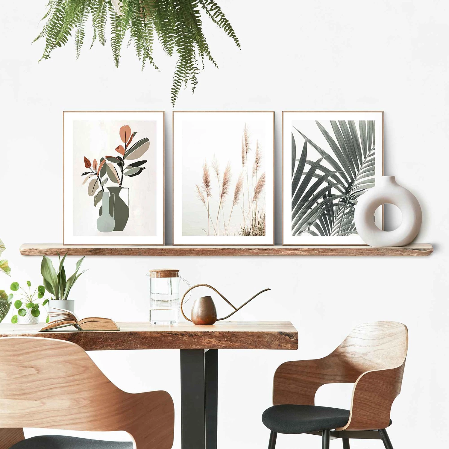 Reinders Tableaux déco Fleurs abstraites (3 élém) - Impression dans cadre en bois - Beige – Image 2