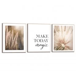 Reinders Tableaux déco Positivité (3 éléments) - Impression dans cadre en bois - Beige