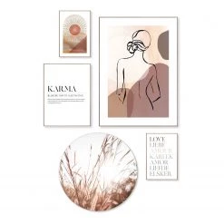 Reinders Tableaux déco Soulmate (5 éléments) - Impression dans cadre en bois - Beige