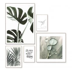 Reinders Tableaux déco Lignes naturelles (5 élém) - Impression dans cadre en bois - Vert