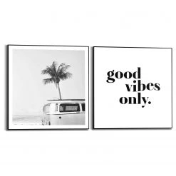 Reinders Tableaux déco Vintage (2 éléments) - Impression dans cadre en bois - Noir