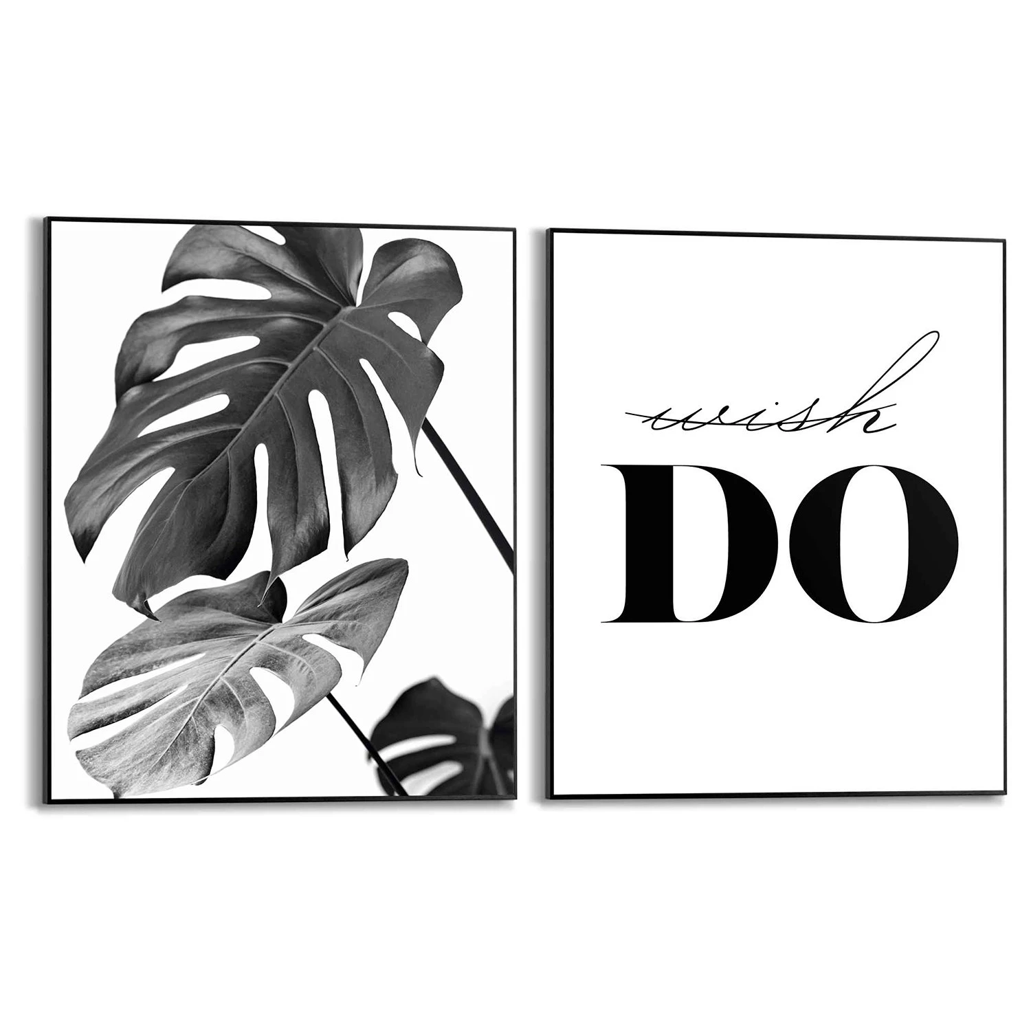 Reinders Tableaux déco Monstera (2 éléments) - Impression dans cadre en bois - Noir