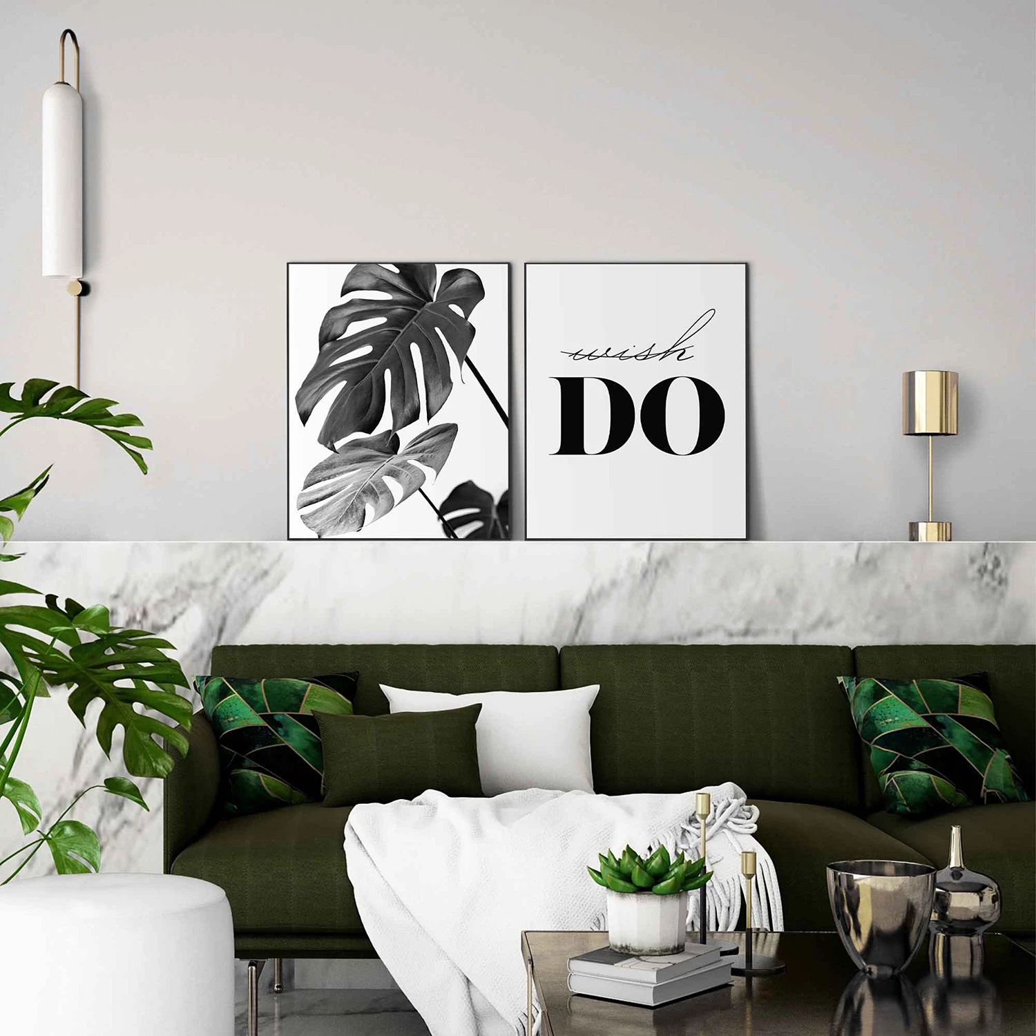 Reinders Tableaux déco Monstera (2 éléments) - Impression dans cadre en bois - Noir – Image 2