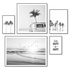 Reinders Tableaux déco Été (5 éléments) - Impression dans cadre en bois - Noir