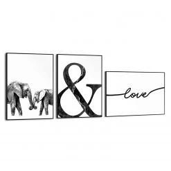 Reinders Tableaux déco Amour moderne (3 éléments) - Impression dans cadre en bois - Noir