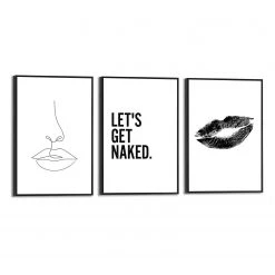 Reinders Tableaux déco Élégante (3 éléments) - Impression dans cadre en bois - Noir