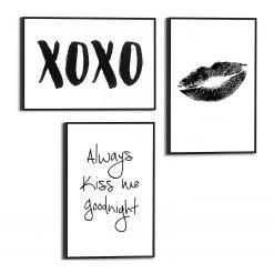 Reinders Tableaux déco Femme (3 éléments) - Impression dans cadre en bois - Noir