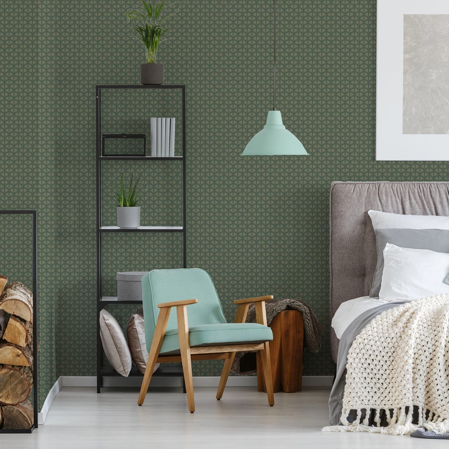 A.S. Création Papier peint en intissé Art Deco I - Intissé - Vert / Doré – Image 2