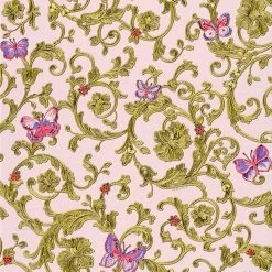 Papier peint Versace Baroc Butterfly I - Intissé - Vert / Doré