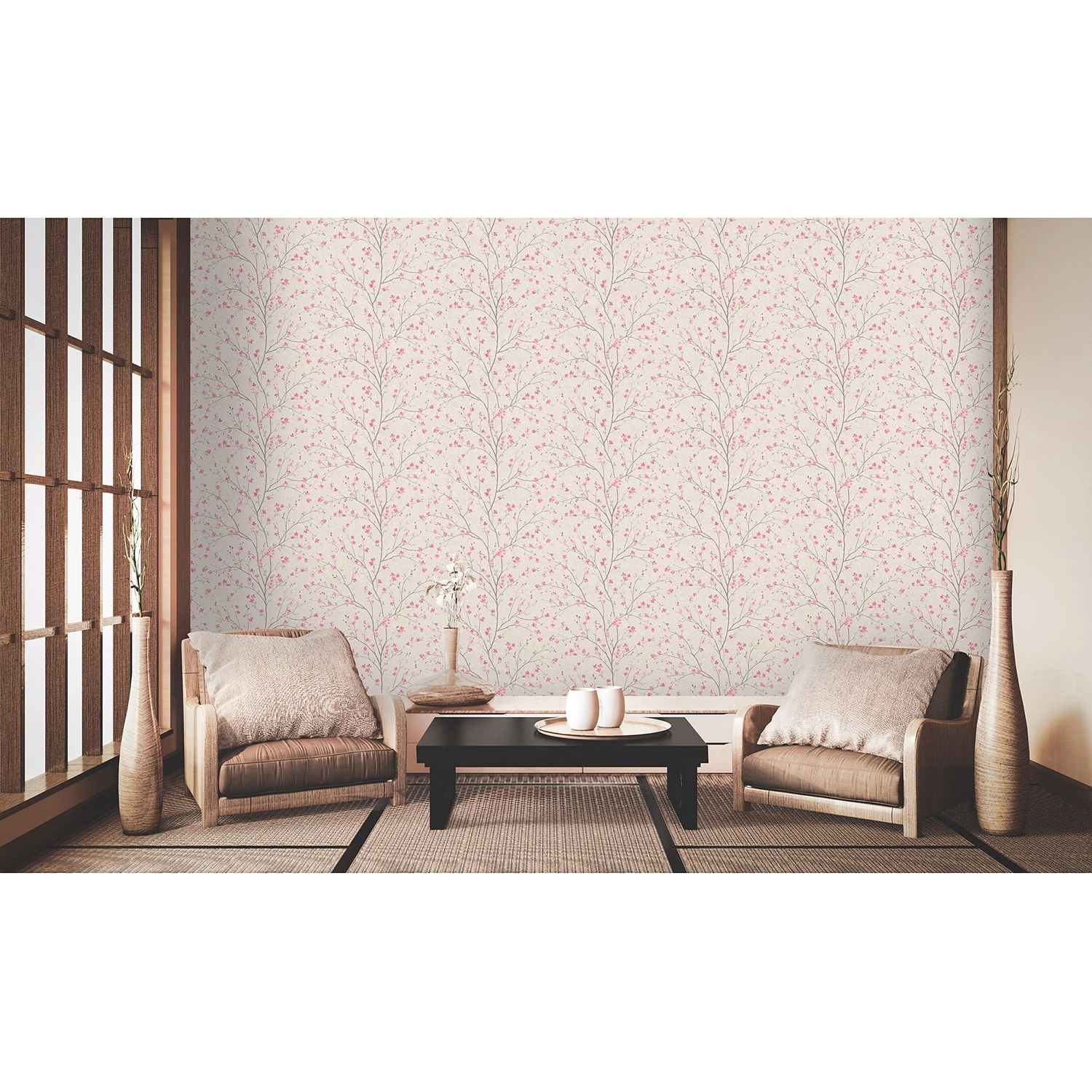 Livingwalls Papier peint en intissé Mio Cerisier - Intissé - Blanc crème – Image 3