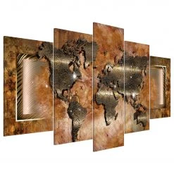 Artgeist Tableau déco Steel Map - MDF / Toile - Multicolore - 200 x 100 cm