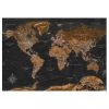 Artgeist Papier peint World Stylish Map - Intissé premium - Marron / Noir - 300 x 210 cm