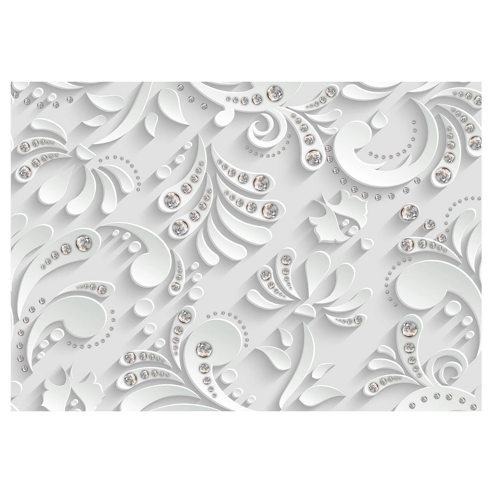 Artgeist Papier peint Flowers with Crystals - Papier peint en intissé premium - Blanc - 250 x 175 cm