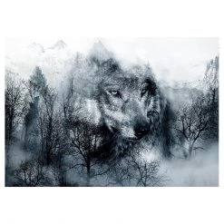 Artgeist Papier peint Mountain Predator - Intissé premium - Noir / Blanc - 300 x 210 cm