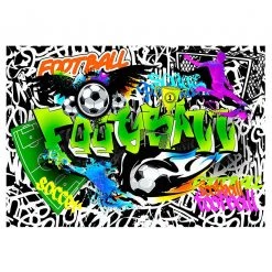 Artgeist Papier peint Football Graffiti - Papier peint en intissé premium - Multicolore - 350 x 245 cm