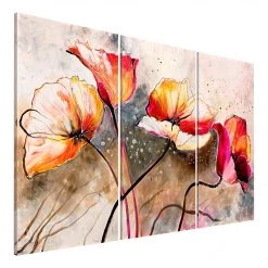 Artgeist Tableau déco Coquelicots dans le vent - MDF / Toile - Multicolore - 120 x 80 cm