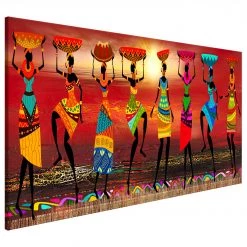 Artgeist Tableau déco African Women Dancing - MDF / Toile - Multicolore - 150 x 50 cm