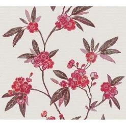 Papier peint en intissé Fleurs - Rouge