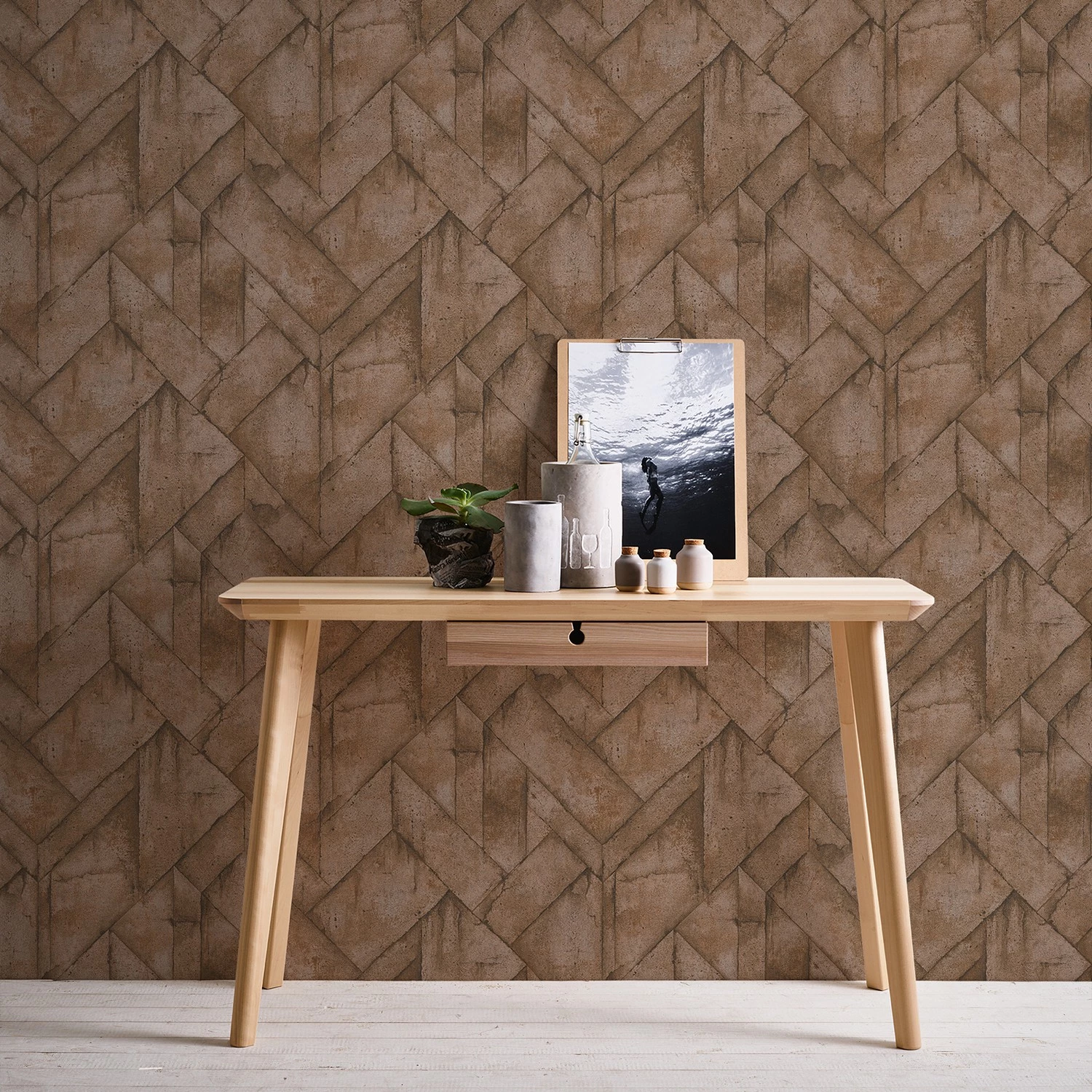 Livingwalls Papier peint en intissé Béton Industriel - Marron pierre – Image 4