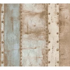 Livingwalls Papier peint en intissé Métal industriel - Beige