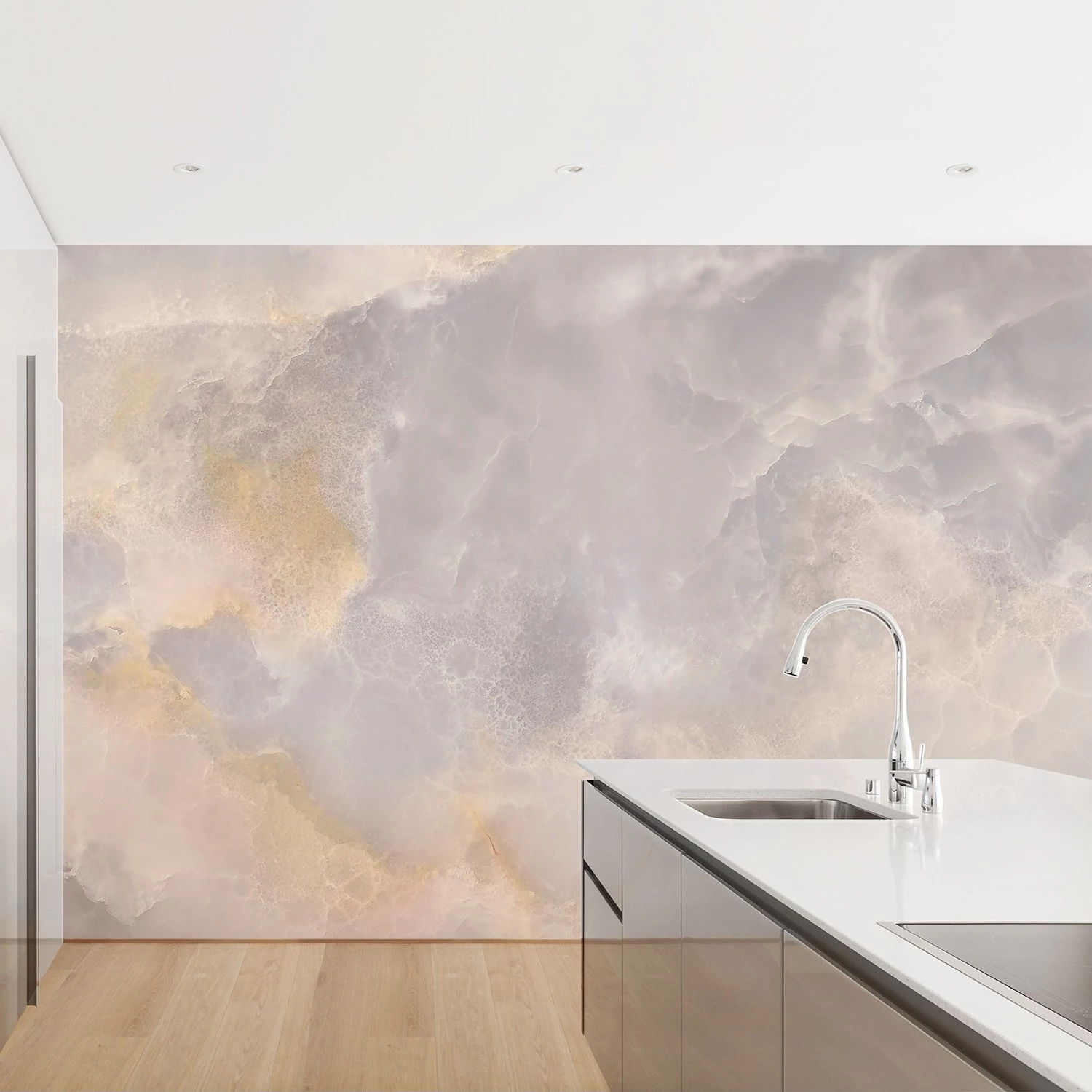 Bilderwelten Papier peint intissé Onyx - Papier peint - Gris - 384 x 255 cm – Image 2