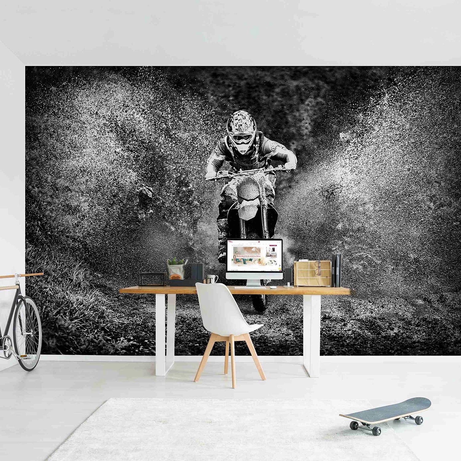 Bilderwelten Papier peint intissé Motocross - Papier peint - Noir / Blanc - 432 x 290 cm – Image 2