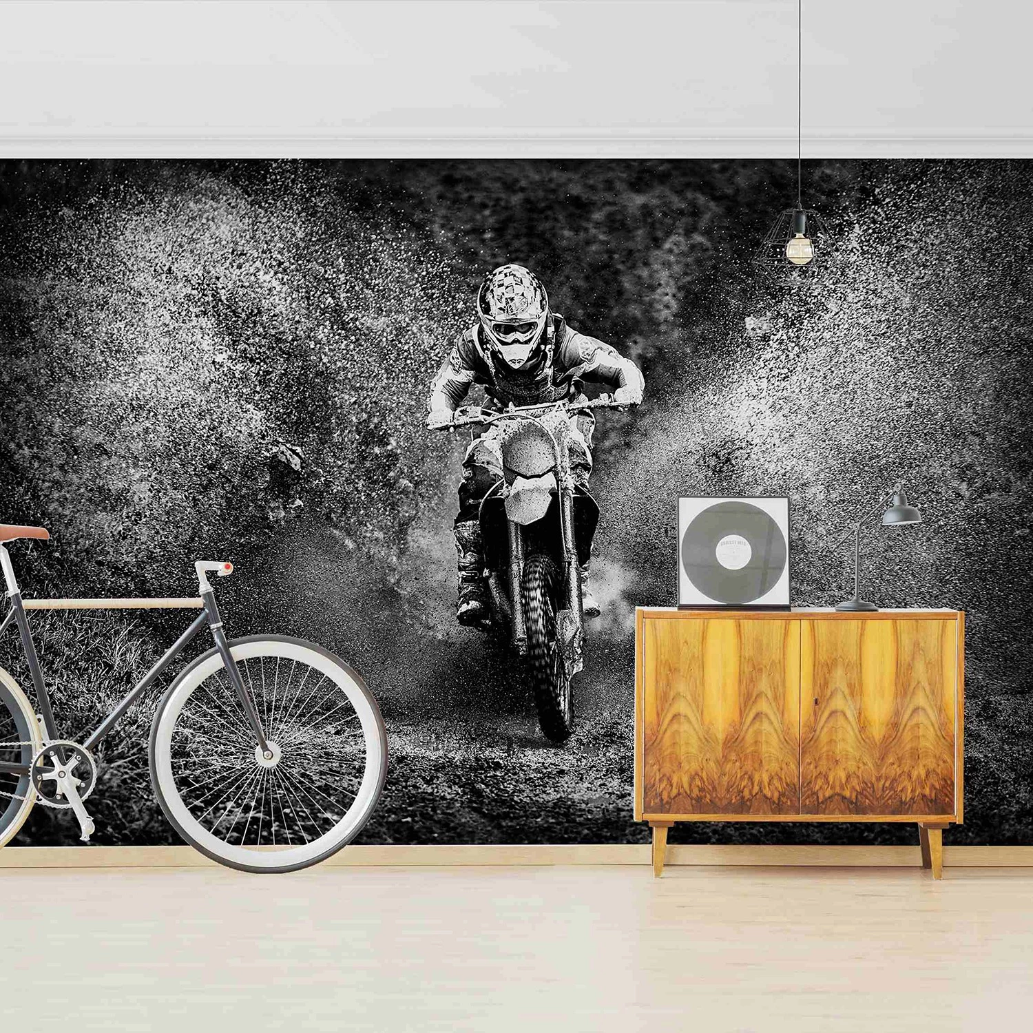 Bilderwelten Papier peint intissé Motocross - Papier peint - Noir / Blanc - 432 x 290 cm – Image 3