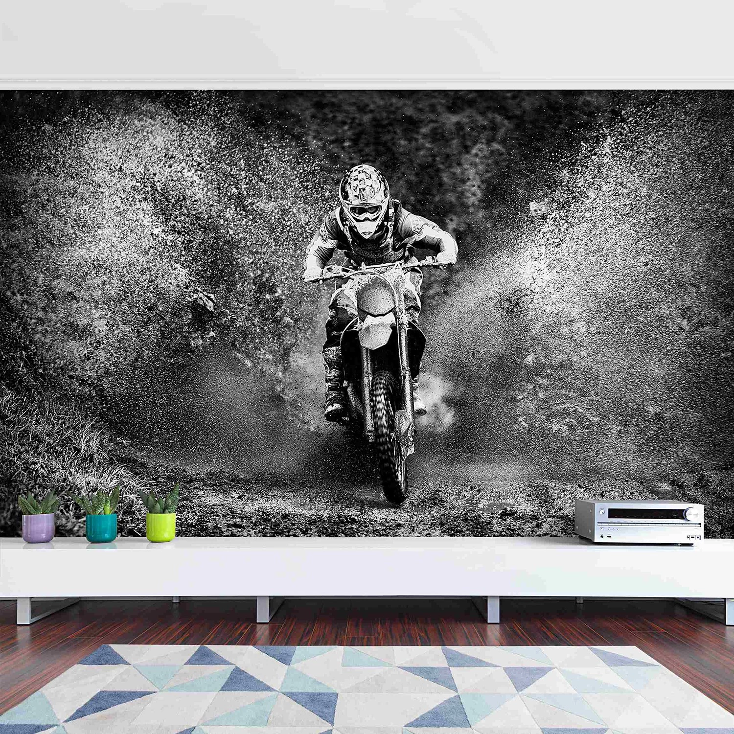 Bilderwelten Papier peint intissé Motocross - Papier peint - Noir / Blanc - 432 x 290 cm – Image 4