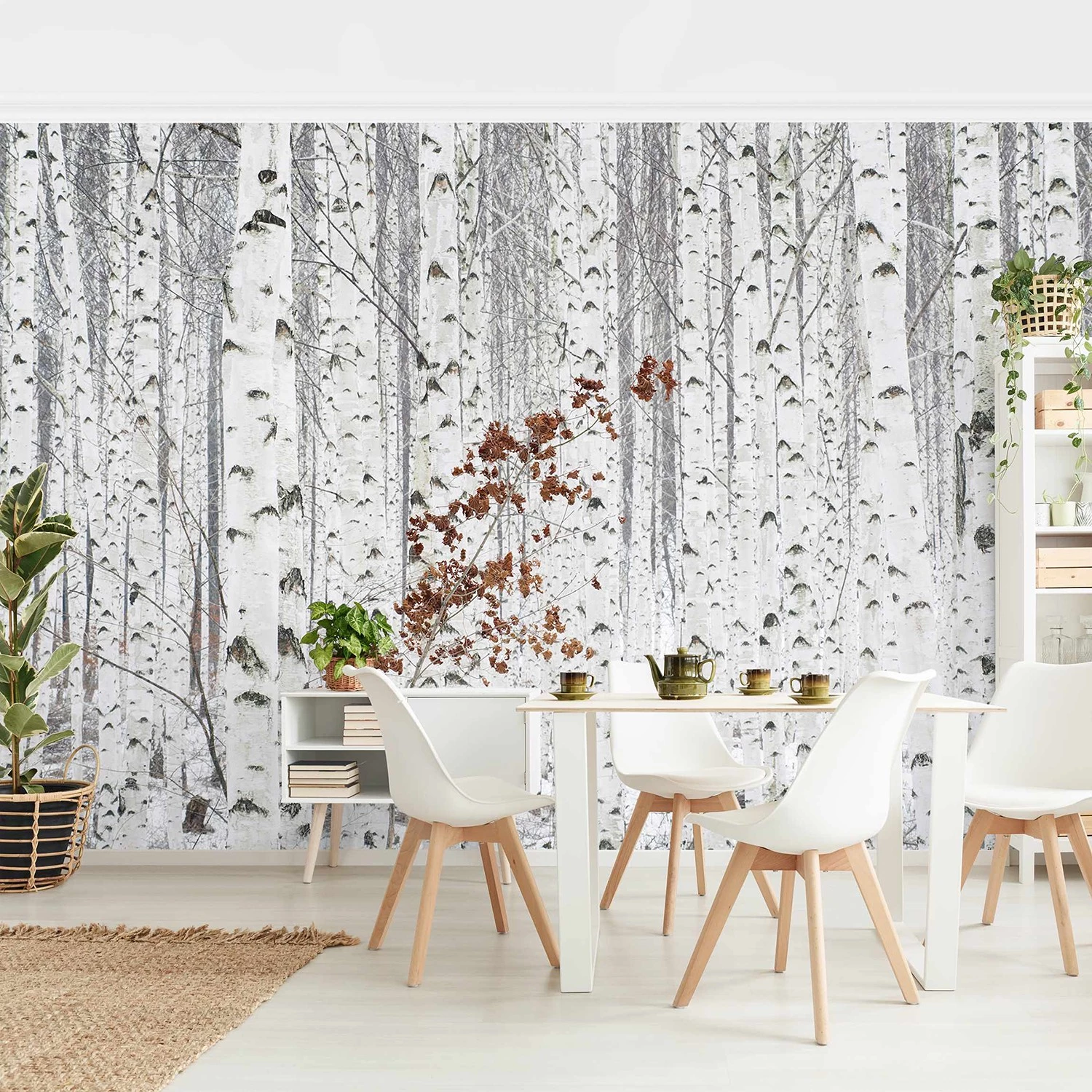 Bilderwelten Papier peint intissé Bouleaux en automne - Papier peint - Blanc - 384 x 255 cm – Image 2