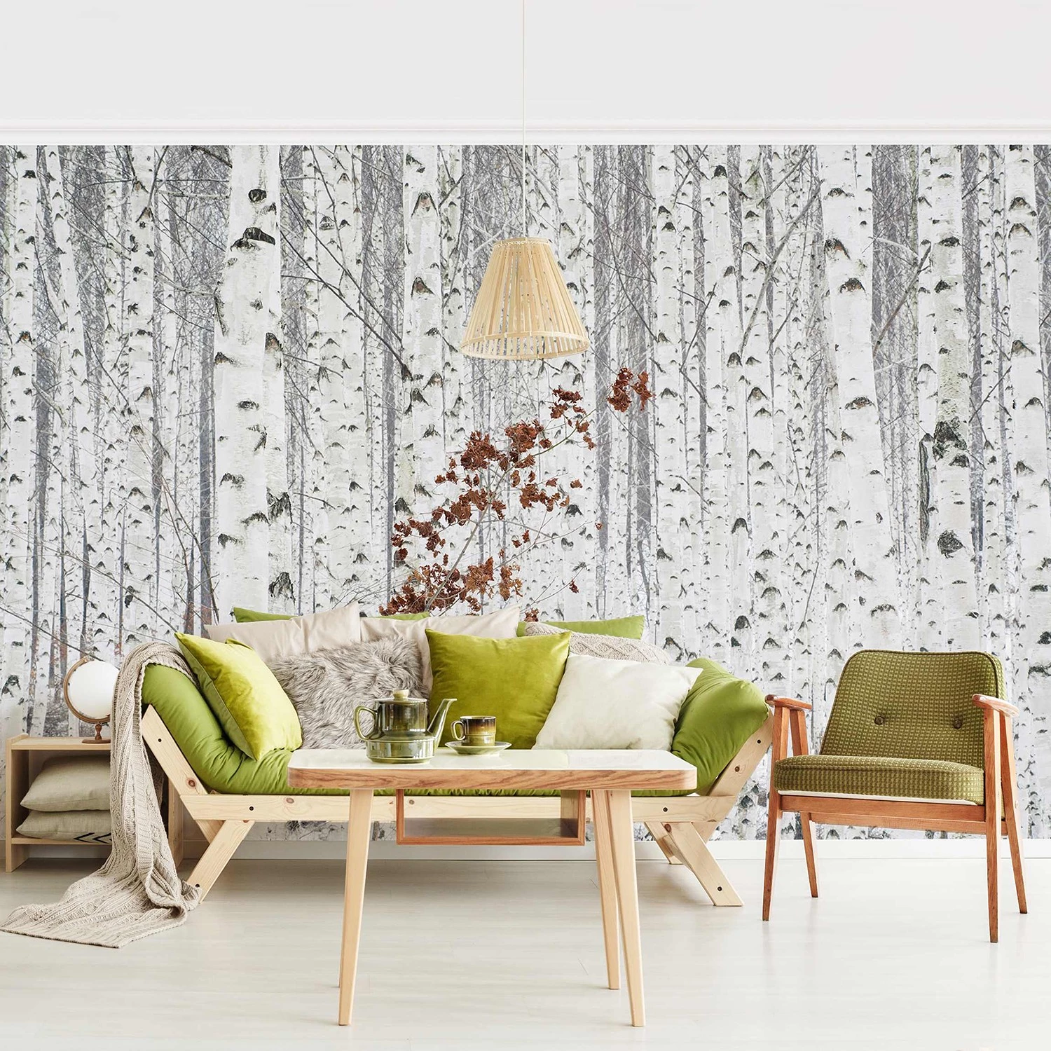 Bilderwelten Papier peint intissé Bouleaux en automne - Papier peint - Blanc - 384 x 255 cm – Image 3