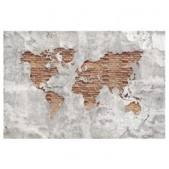 Bilderwelten Papier peint intissé Carte shabby béton - Papier peint - Gris - 384 x 255 cm