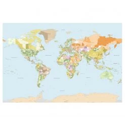 Bilderwelten Papier peint intissé Carte politique - Papier peint - Multicolore - 384 x 255 cm